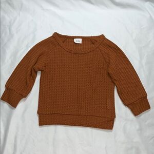 Baby Girl Waffle Knit Brown Lightweight Long Sleeve Top Sweater
